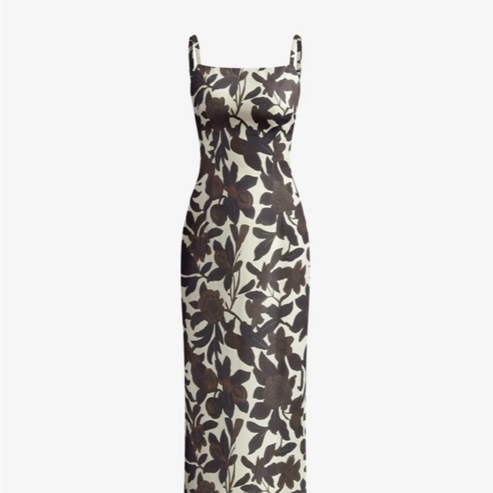 Commense Backless Print Split Zipper Maxi Dress
